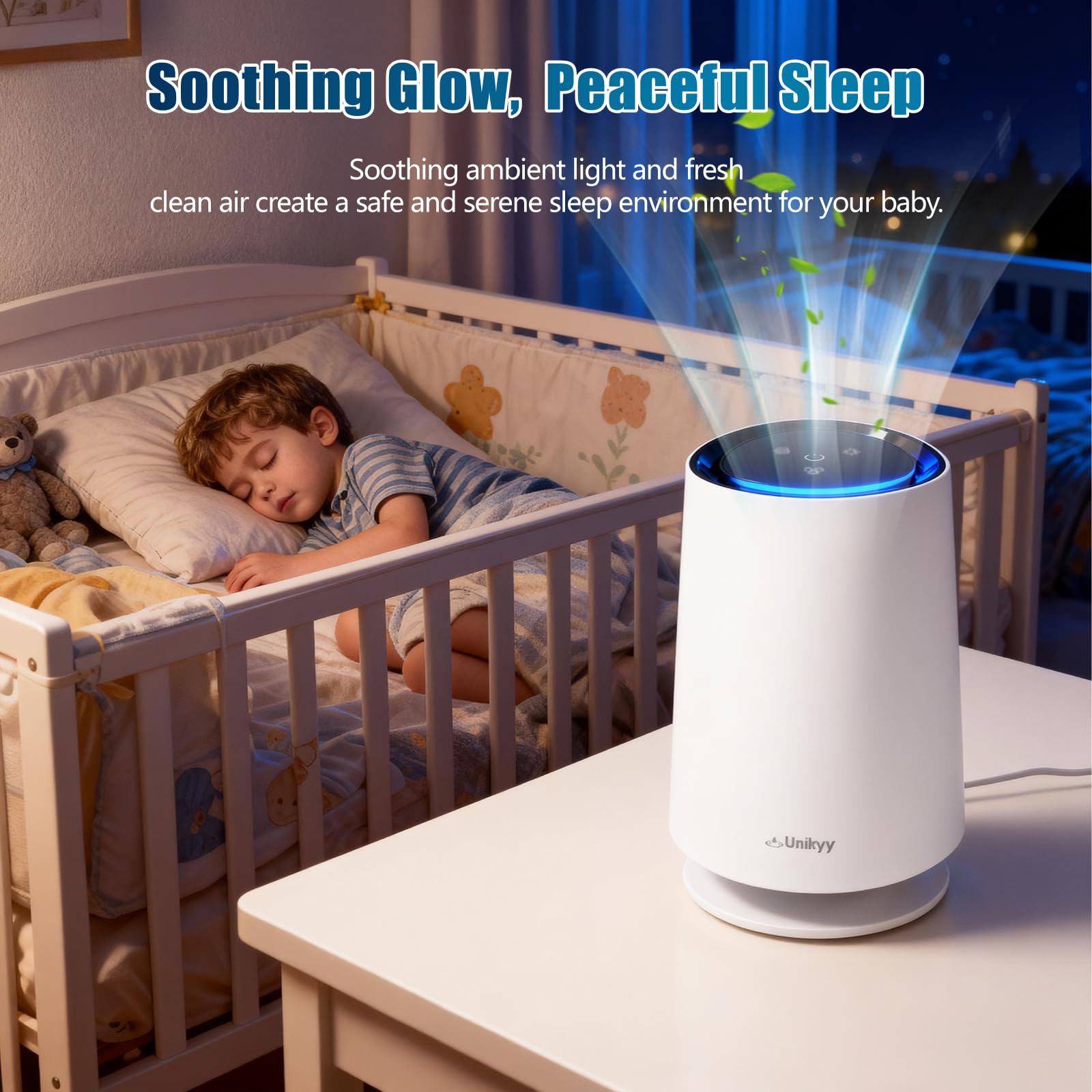 Air Purifiers for Bedroom,Home,Office,Dorm, HEPA Air Filter Super Quiet with LED Night Light,USB,for Smoke Pollen Pets Dust Odors in Office Desktop Air Cleaner,LumiAir Mini