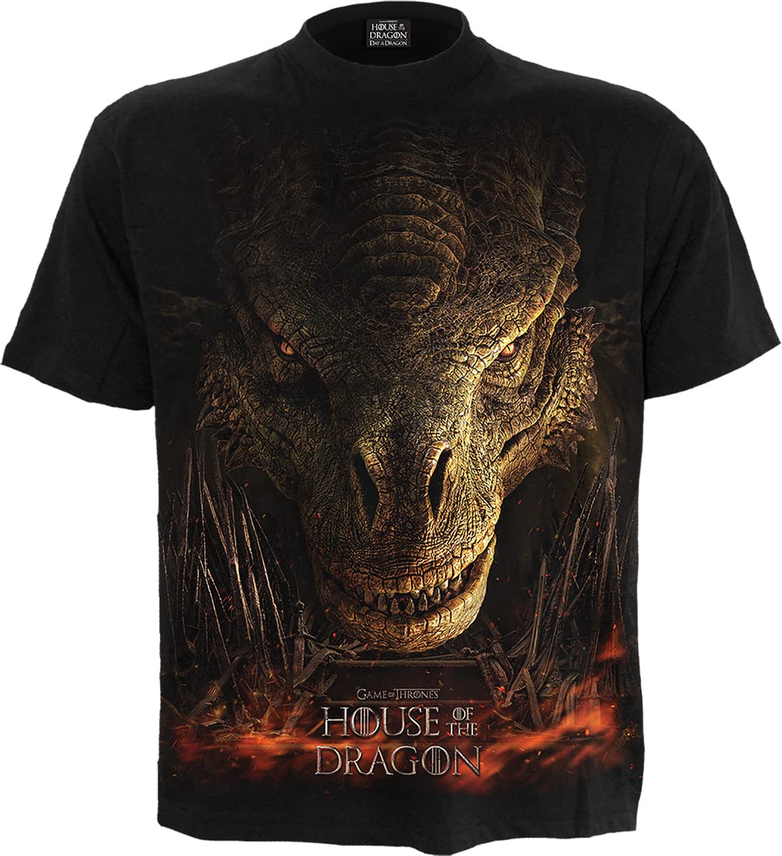 Spiral Men's Black Hbo - Hod - Dragon Throne - Front Print T-Shirt - L