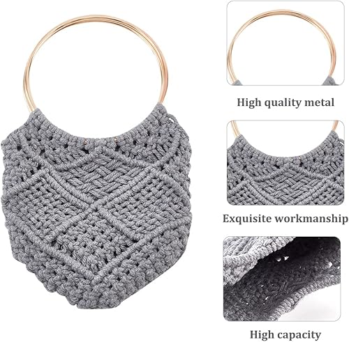 Miniatura 3 de WEBEEDY Kit de macramé para principiantes, con asas de aleación, hecho a mano, bolsa de macramé, para mujeres adultas, incluye instrucciones en