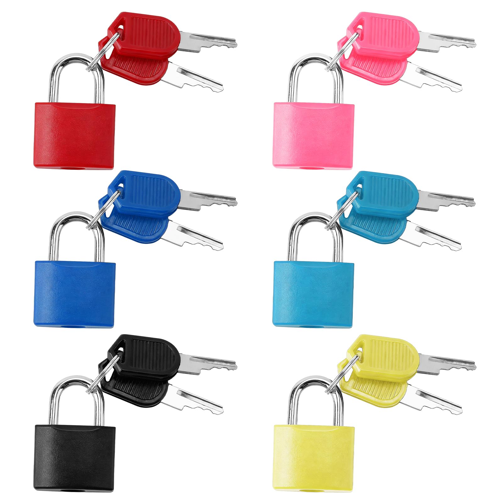 Suitcase Locks with Keys,6Pcs Colored Small Suitcase Luggage Padlocks with Keys,Plastic-Covered Copper Keyed Padlock,Multicolor Small Metal Padlock,Travel Locks for Luggage,Padlock for Suitcase
