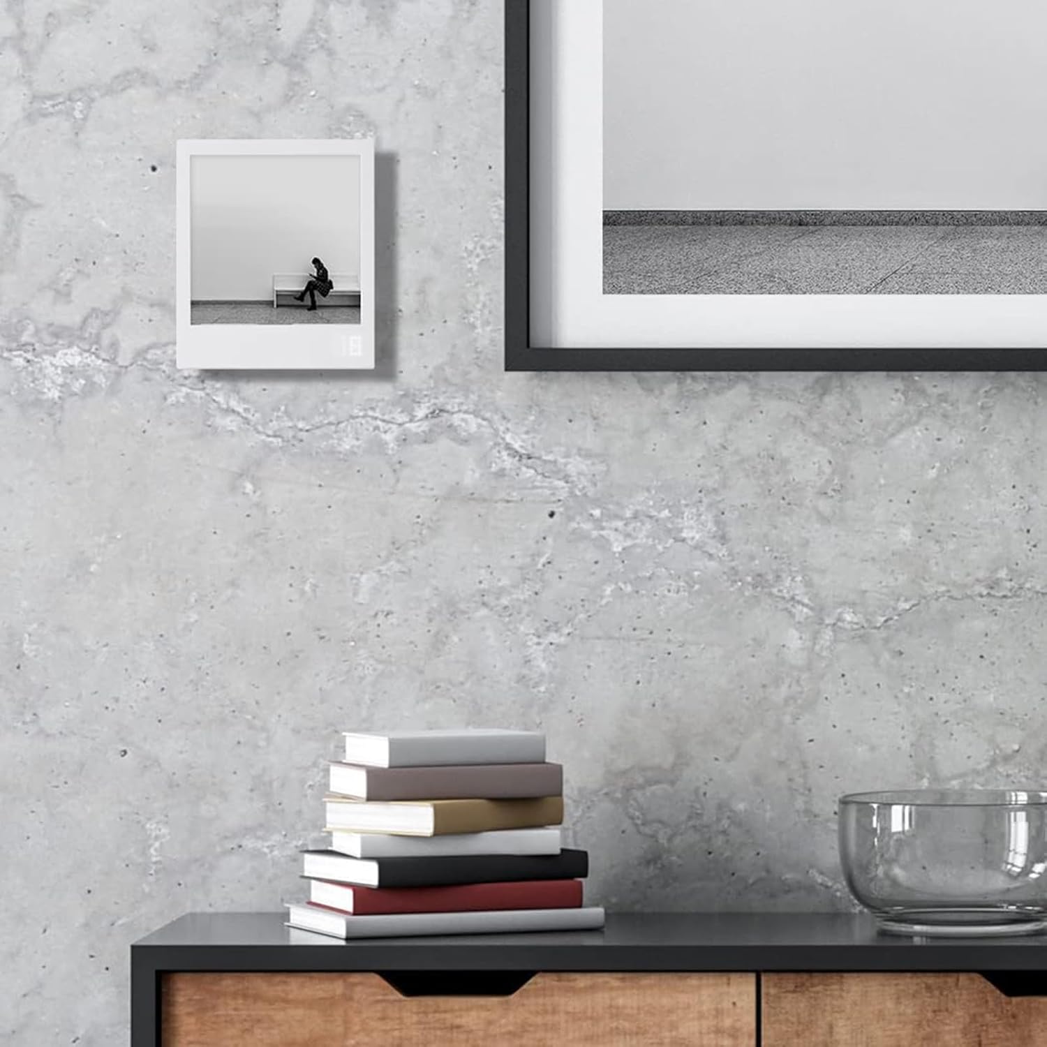 5.1 Bluetooth CD Player, Music Decorative Photo Frame, Instant Disk Audio, LED Display, 3.5mm Stereo Headphone Output, for Home/Wall Decor (A)