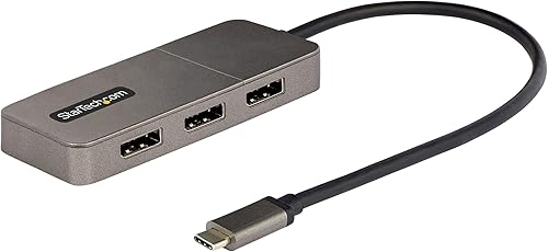 StarTech.com Adaptador multimonitor USB-C de 3 puertos, USB tipo C a 3 puertos DisplayPort 1.4 MST, extensor de pantalla de computadora portátil