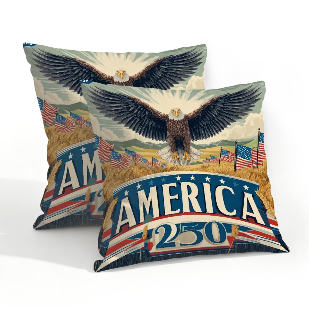 Outdoor Pillow Covers Waterproof Pillowcases 20x20in Set of 2 America-250th Anniversary Harvest Decorative Throw Cushion Case for Couch Sofa Garden Patio Furniture
