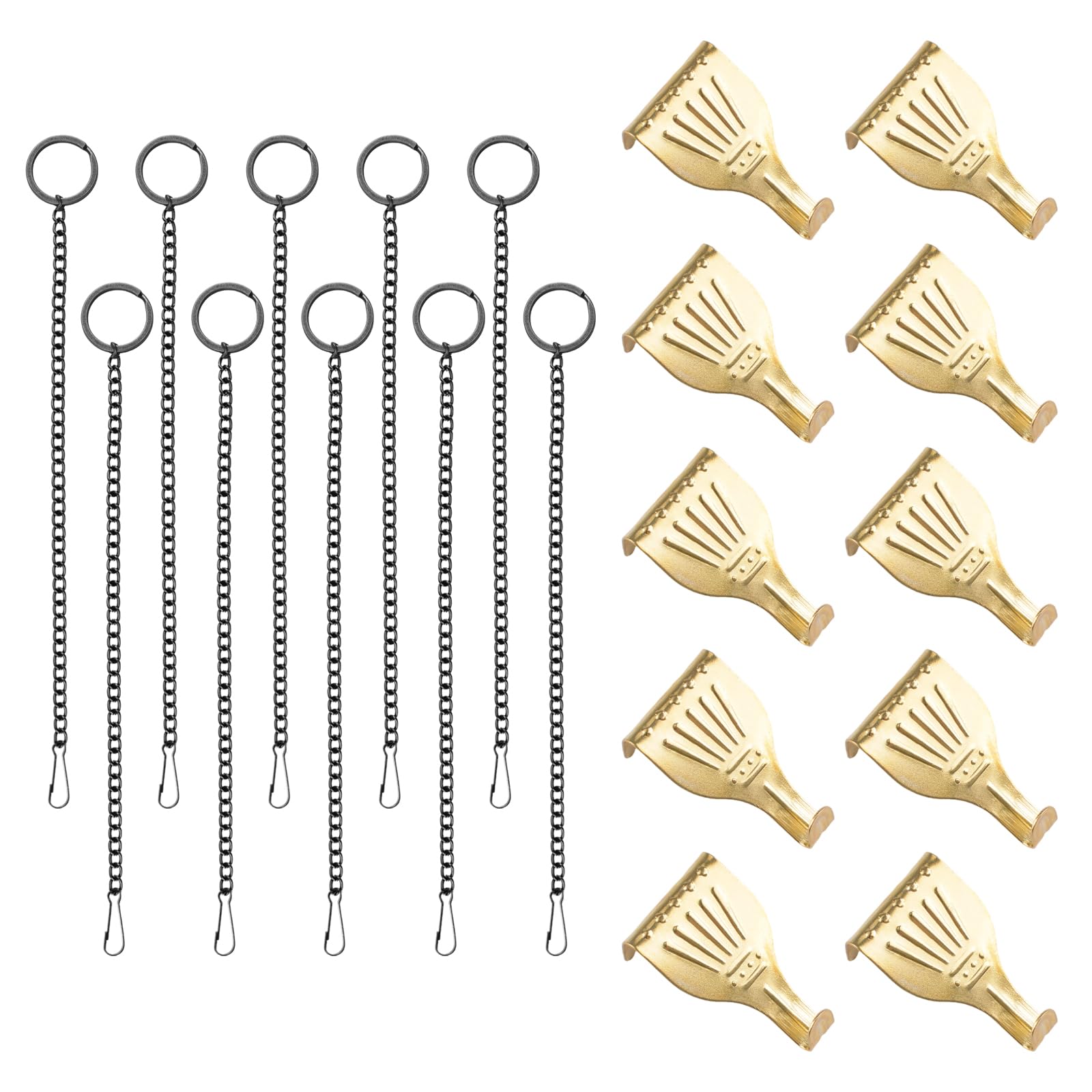 UFURMATE Picture Hanging Kit 10Pcs Picture Rail Hooks with 10Pcs Chains, Metal Rail Hanging Hooks Picture Display Hanging System for Wall Picture, Exhibition(Black+Gold)