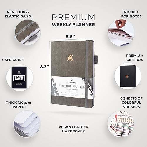 Miniatura 2 de Clever Fox - Agenda edición de alta calidad, semanal y mensual para aumentar tu productividad, gestionar el tiempo y alcanzar tus objetivos, sin