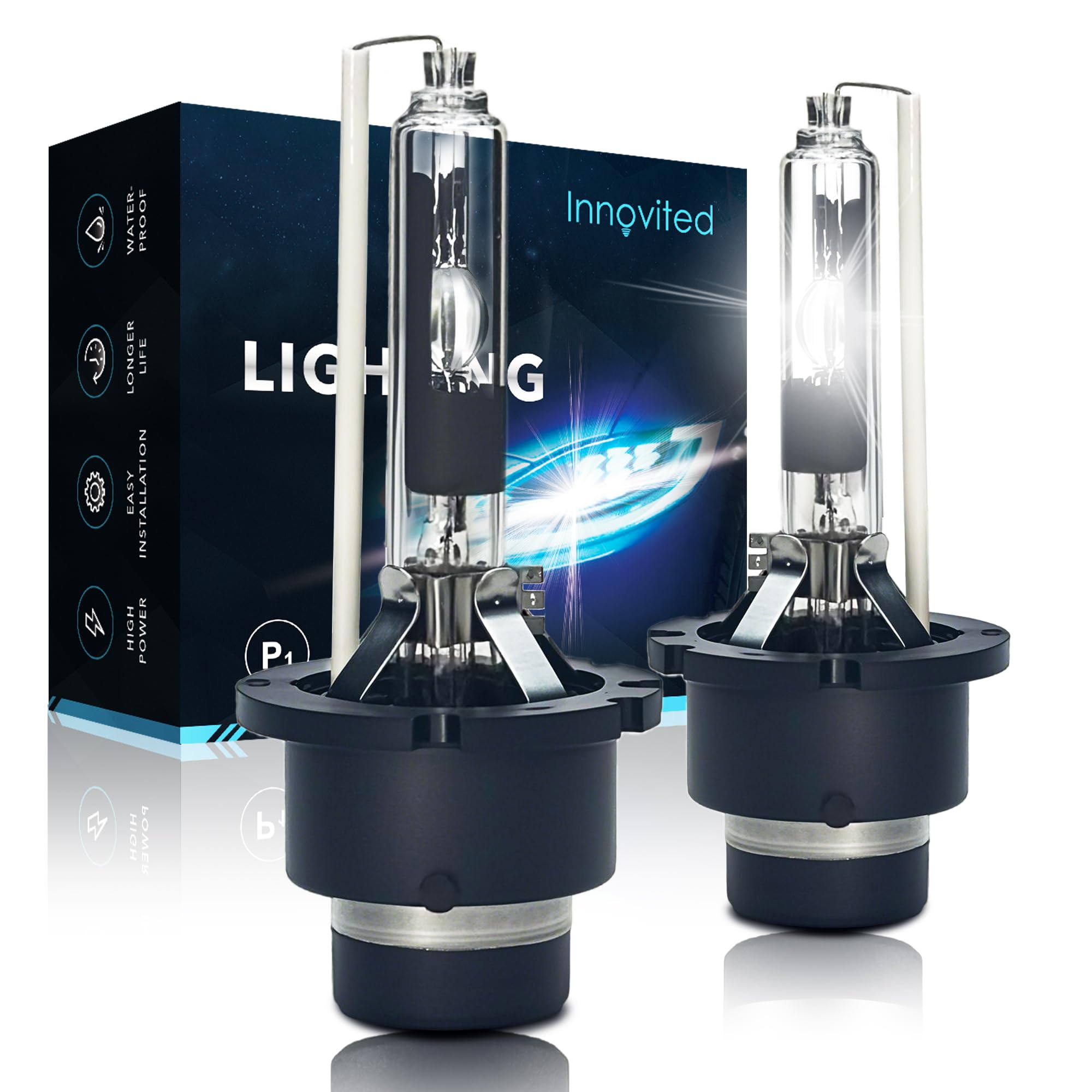 Innovited D2R HID Xenon Headlight Bulbs 6000K Cool White 85126UB 66250 85126WX Replacement Lights - Pack of 2