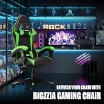 Bigzzia Gaming Chair,Ergonomic Office Chair, Height Adjustable Reclining Computer Game Chair Comfortable with Headrest and Lumbar Support for Adults (with Footrest, Yellow)