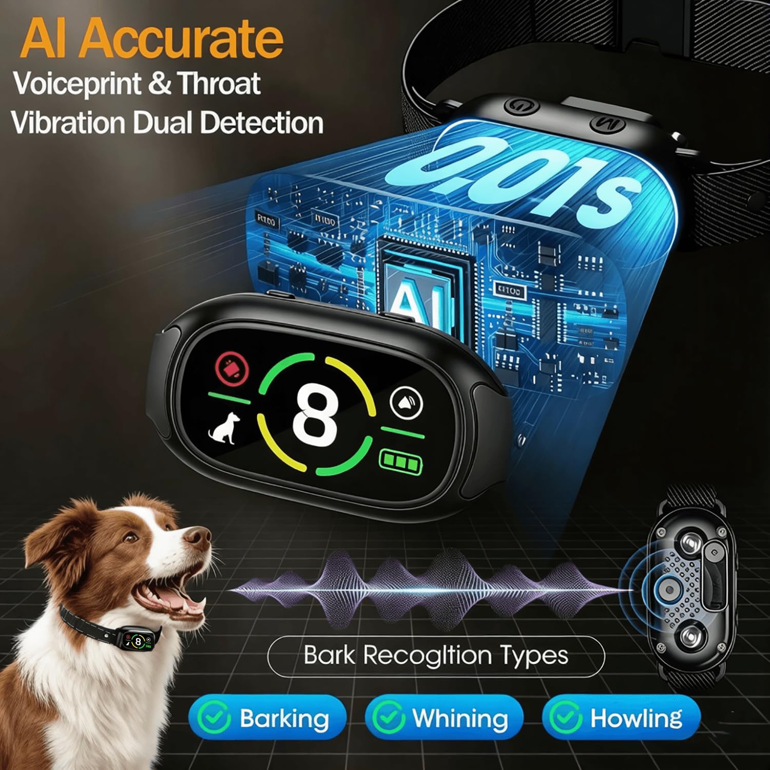 Collar antiladridos para perro, ajustable frecuencia antiaboiement pour chien para perros grandes, medianos y pequeños, perros ultrasonidos dispositivos antiladridos
