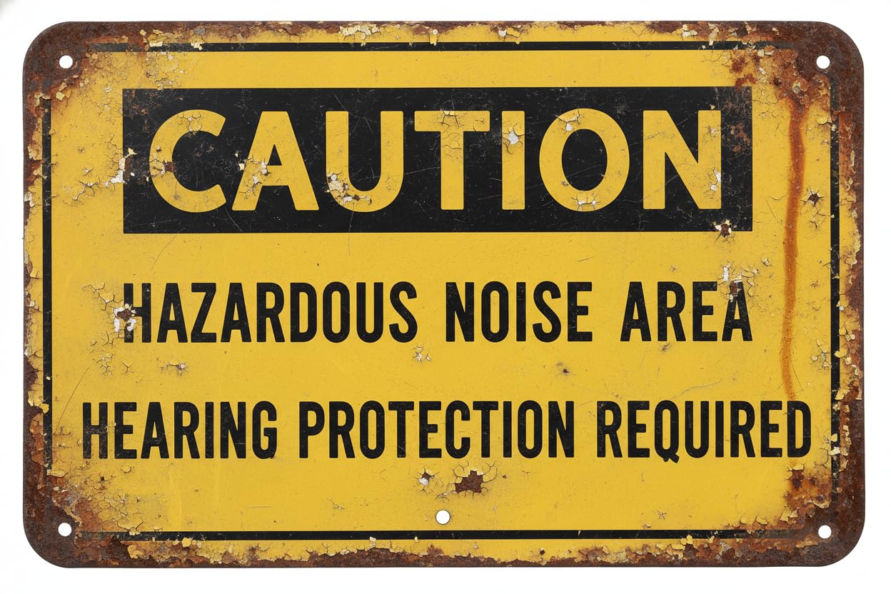Wall Decor Osha Caution Sign: Hazardous Noise, Hearing Protection Required Metal Sign 8x12Inch Clear Signage For S, Fences Vintage Signs Aluminum Plates Printed