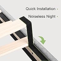 Vista 6 de Feonase - Base de cama tamaño Queen con estación de carga, base de cama tapizada en lino con cabecera de alas, soporte de listones de madera sólida