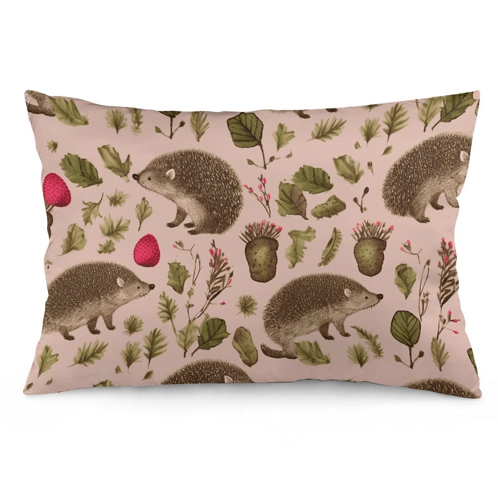 2 Pack Pillow Cases for Hair and Skin, Soft Breathable Pillow Case Covers with Hidden Zipper, Hedgehog Print Pillowcase 16 "x24 Pillow Covers for Sleeping Gift