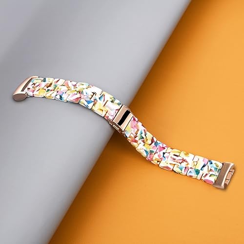 Miniatura 5 de Wongeto Bandas de resina compatibles con Fitbit Charge 5, accesorio de resina para mujeres y hombres, correa de pulsera con hebilla de oro rosa para