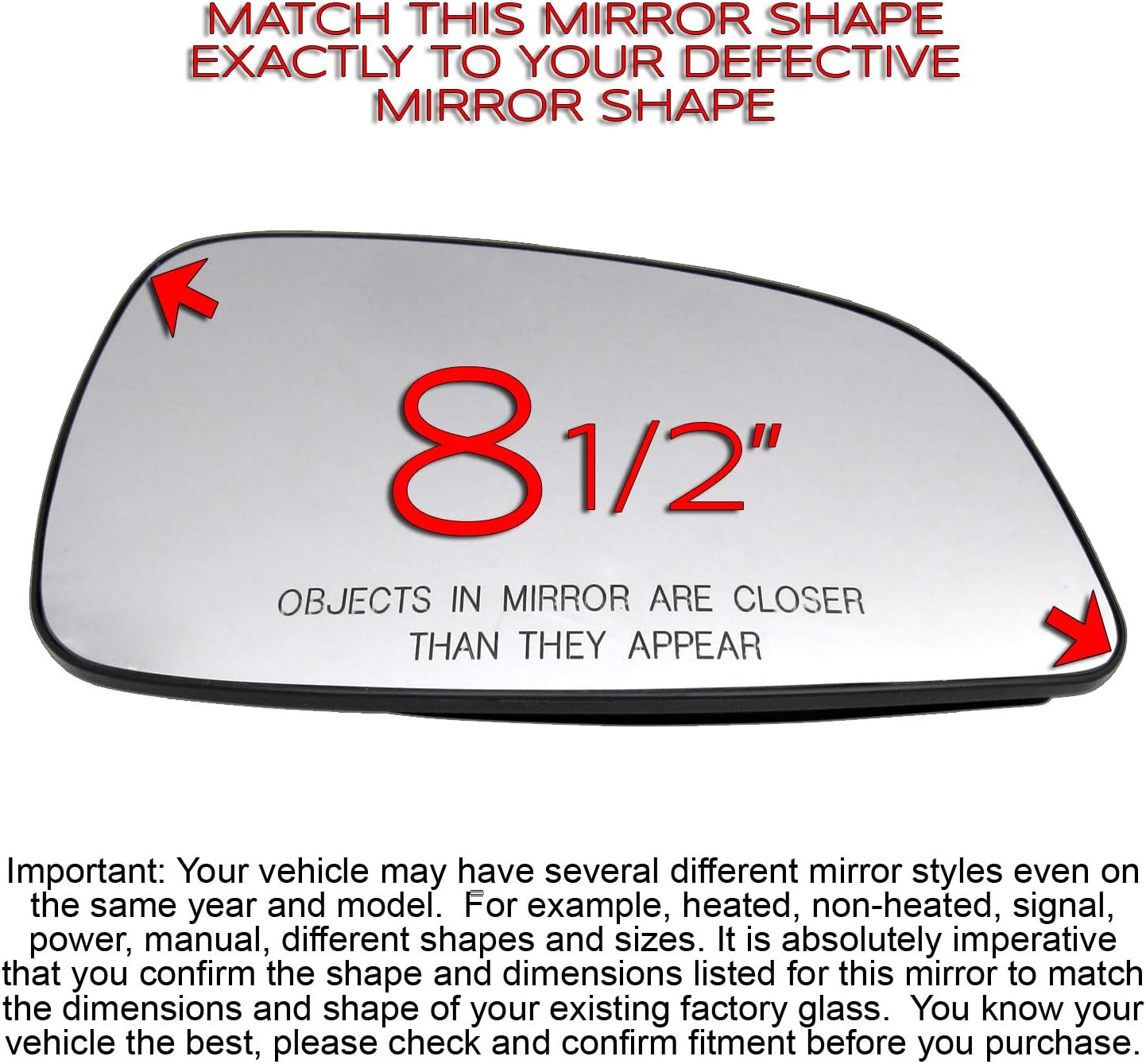 Passenger Side Mirror Glass Assembly For 2008 2009 2010 2011 2012 Chevy Malibu Compatible With 07 08 09 Saturn Aura Right Convex Non-Heated 5902388 GM1325120 1325120 56054