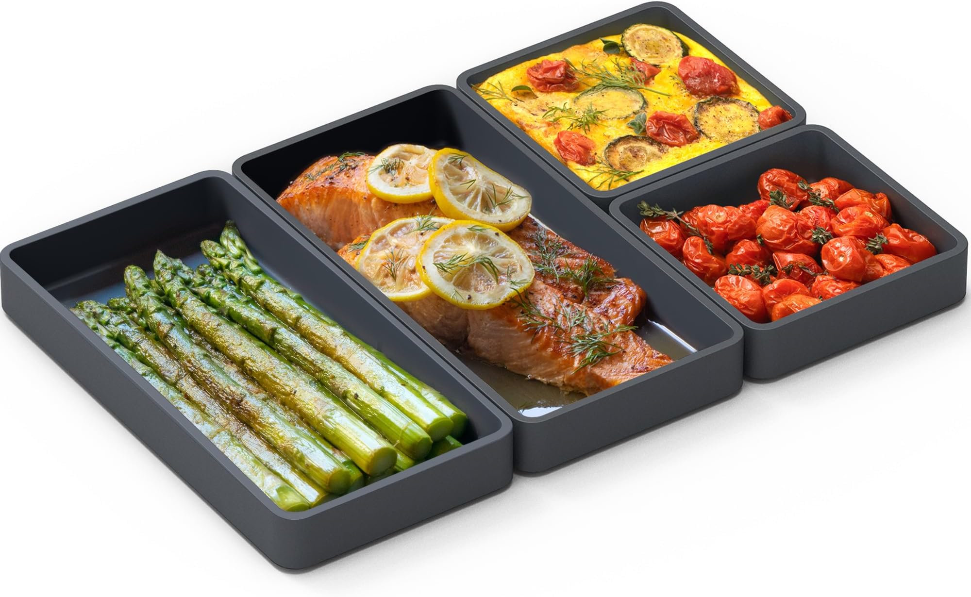 Cheat Sheets - Original Silicone Sheet Pan Dividers For Cooking & Meal Prep - Non Stick Silicone Tray Baking Set, Oven Safe & Freezer-Friendly - 4 Cheat Sheets Baking Trays