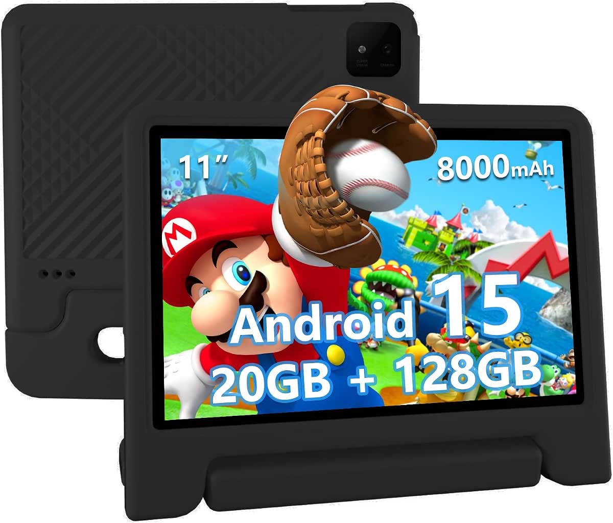 ITDULCET Kids Tablet, 11 inch Android 15 Tablet for Kids, 20GB RAM 128GB ROM Octa-Core 8000mAh Battery Childs Tablets with Shockproof Case, Bluetooth, WiFi, Parental Control, Dual Camera, GPS