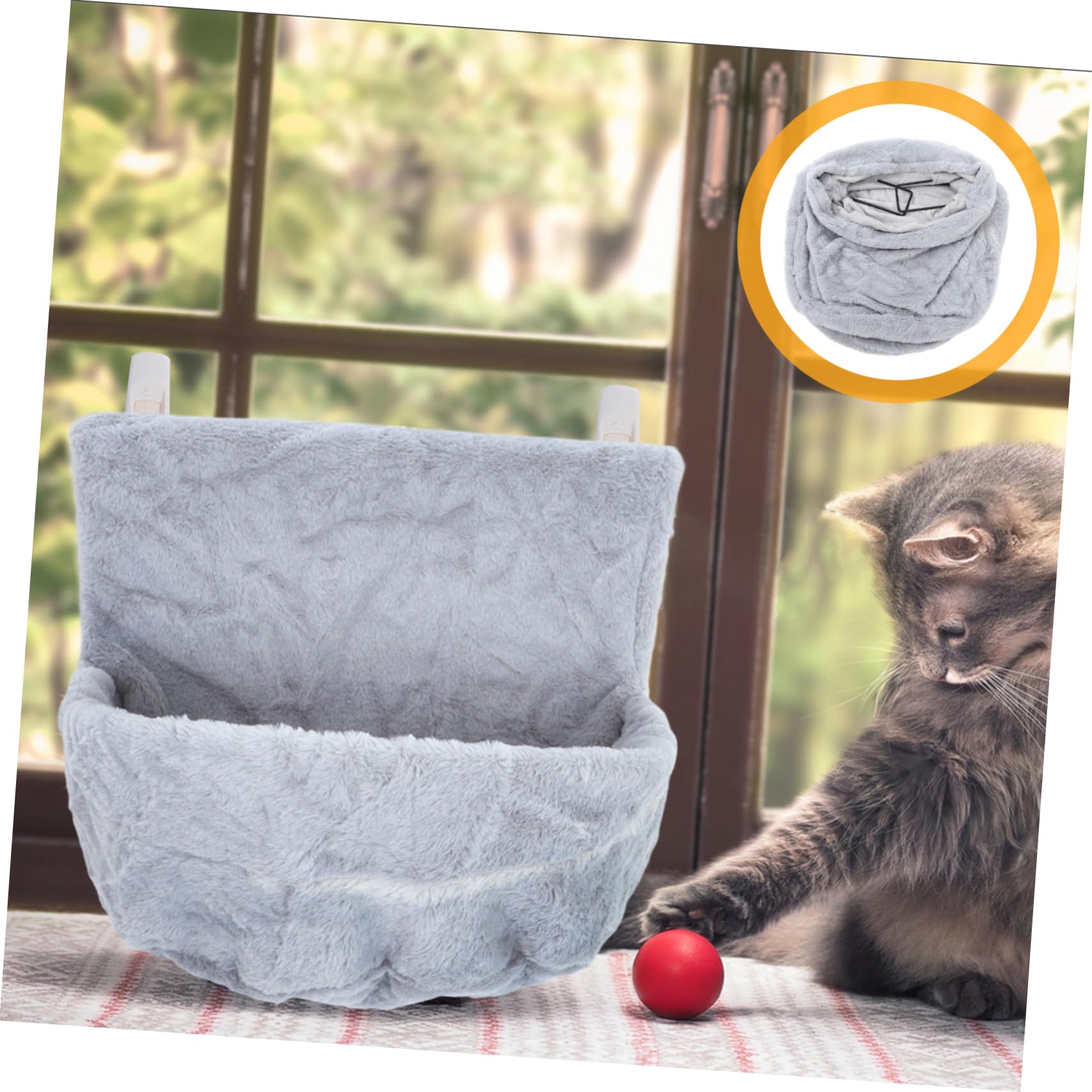 COLLBATH Amaca per Gatto da Appendere alla Finestra Peluche Caldo Pieghevole Pratica e Versatile per Ambienti Interni Nelle Stagioni Fredde