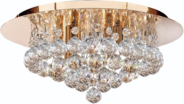 Searchlight Hanna 4 ceiling light 3404-4GO (round, clear crystals, gold finish)