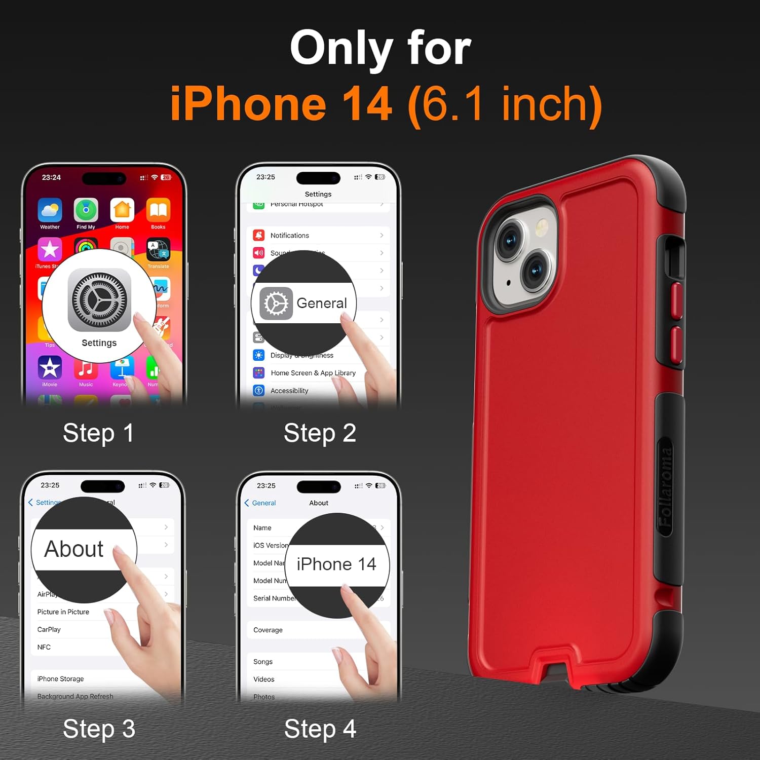 for iPhone 14 Case, Compatible with MagSafe, Heavy Duty Shockproof Protective Phone Case, Anti-Drop Protection, Dual Layer Magnetic Phone Cover for iPhone 14, 6.1", Red - Image 2