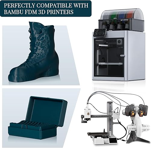 Miniatura 6 de PETG-CF - Filamento PETG de fibra de carbono de 0.069 pulgadas, compatible con impresora 3D Bambu FDM, 1 carrete de 2.2 lbs, verde pavo real