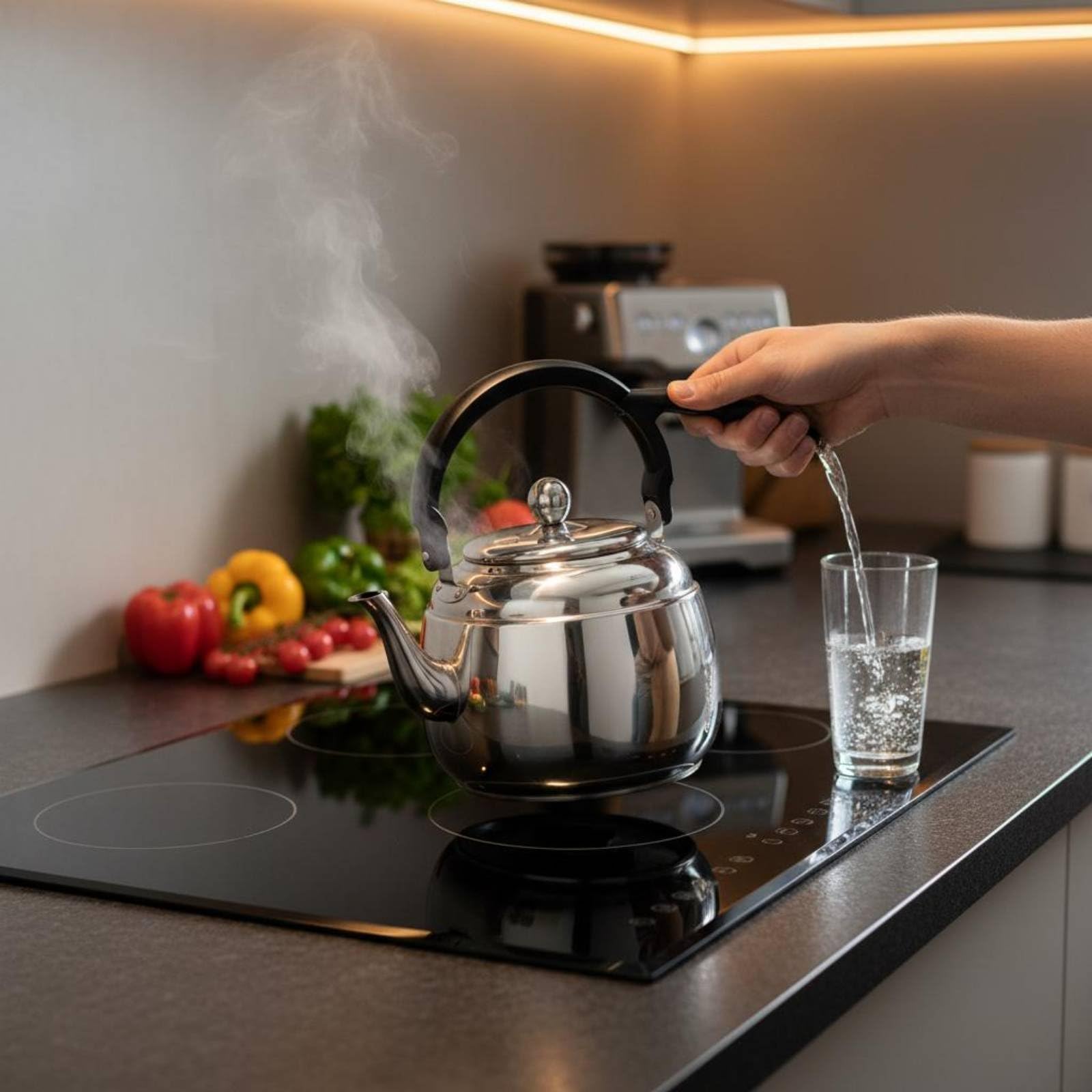 Bollitore in Acciaio Inox Bollitore Tè Bollitore Sibilante Pentola Acqua Caraffa Versamento con Base Multistrato per Induzione Gas Elettrico Ceramica, 6L, style to 1