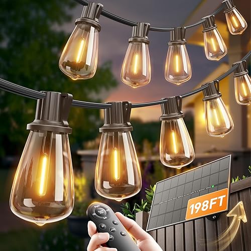 Miniatura 11 de addlon Luces de Cadena Solares de 102 pies (96+6) para exteriores con control remoto, 30 horas + luces de patio impermeables de larga duración, luz