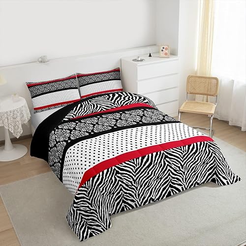 Miniatura 287 de Castle Fairy Juego de ropa de cama con estampado de cebra, tamaño matrimonial, juego de edredón de animales de África y vida silvestre, juego