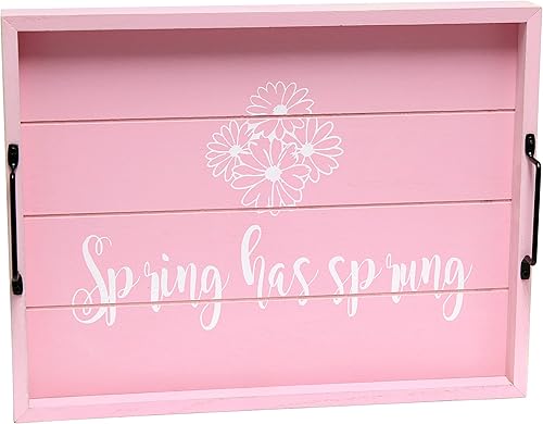 Miniatura 18 de Elegant Designs HG2000-AHH Margarita Drinks Lime Bar Kitchen Wetbar Bandeja Decorativa de Madera para Servir con Asas, 15.50" x 12", Aqua Wash Happy