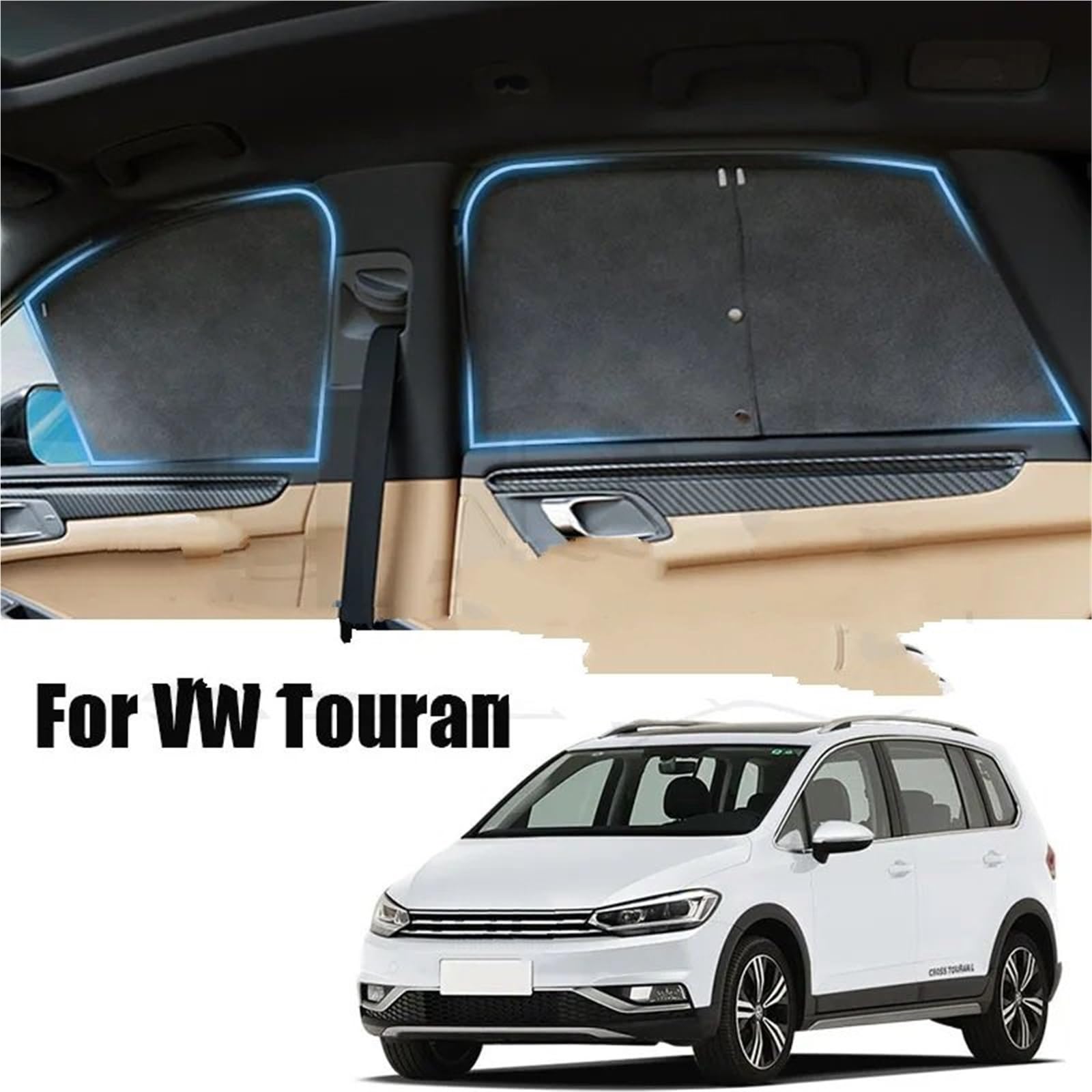 Sonnenblende Auto Netz Für VW Touran Double-Layer Magnetic