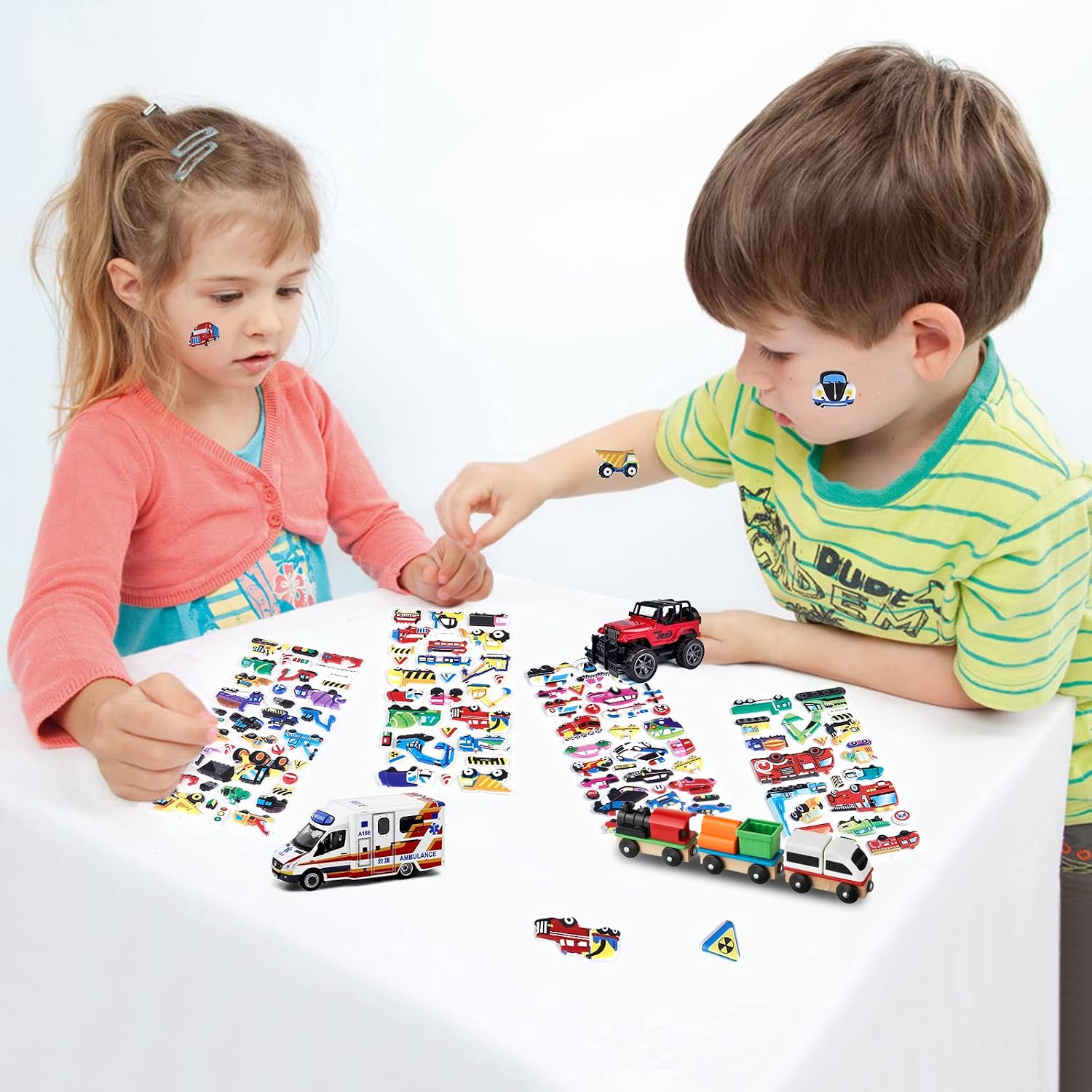 SHANGRLA 3D Puffy Vehicle Stickers for Kids, Toddlers and Boys, 4 Sheets image 3