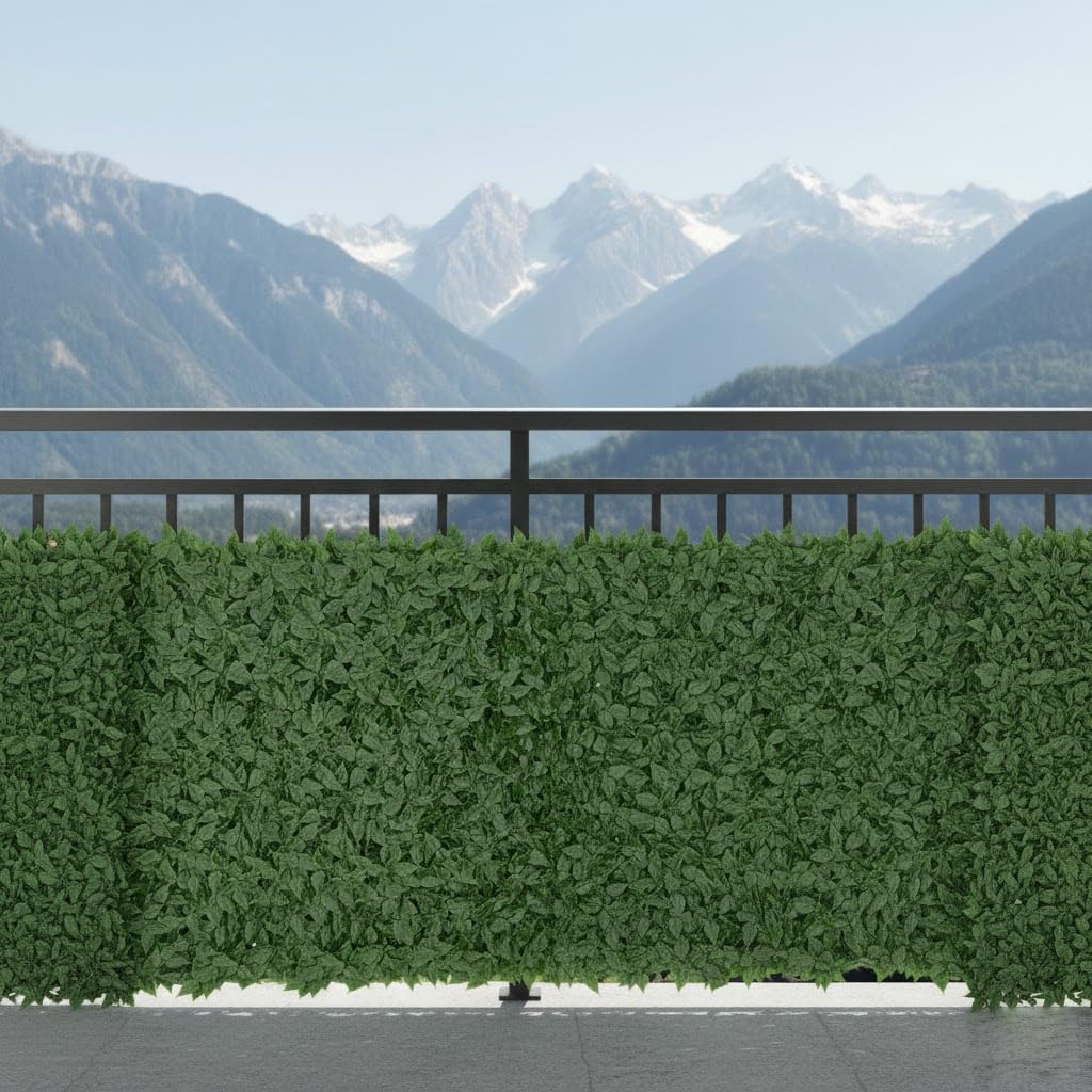 Bricozone Siepe Artificiale Edera Verde In Fibra Di Poliestere E Pvc Resistente Ai Raggi Uv Frangivista Decorativa Da Esterno E Interno Per Balcone Terrazzo Recinzione Giardino (1 x 3 metri)