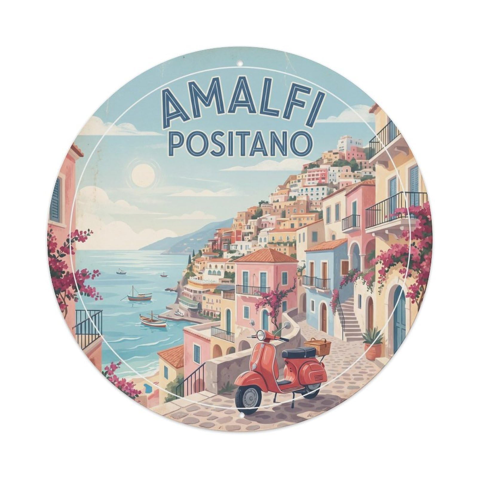 Amalfi Italy Adventure Travel Positano Vintage Metal Tin Sign
