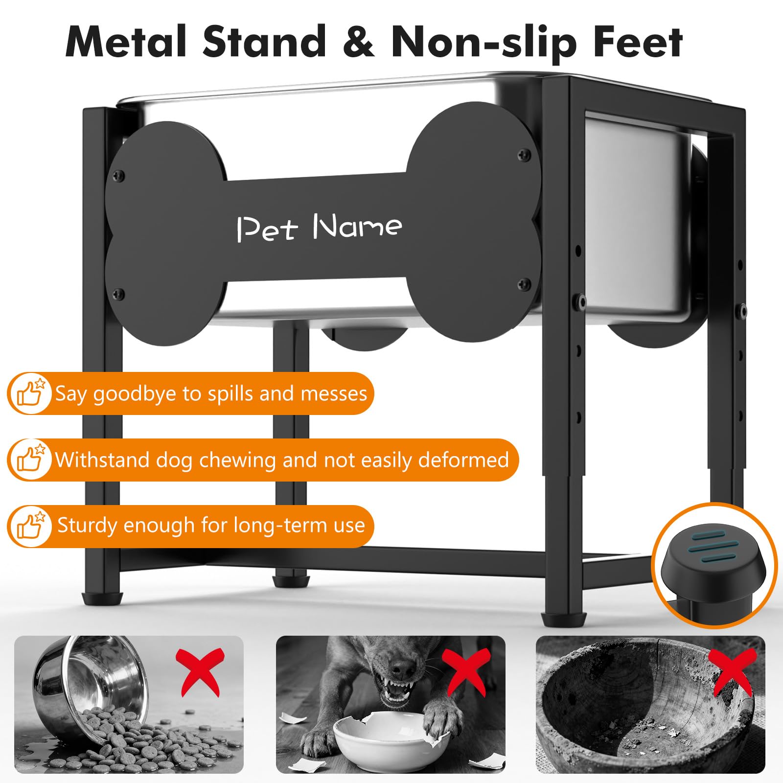 Gamelle surélevée pour Chien, Bol d'eau INOX 9L Réglable pour Grandes Races, Distributeur avec Support Métal pour Soulager Les Articulations, Facile à Nettoyer, Intérieur Extérieur