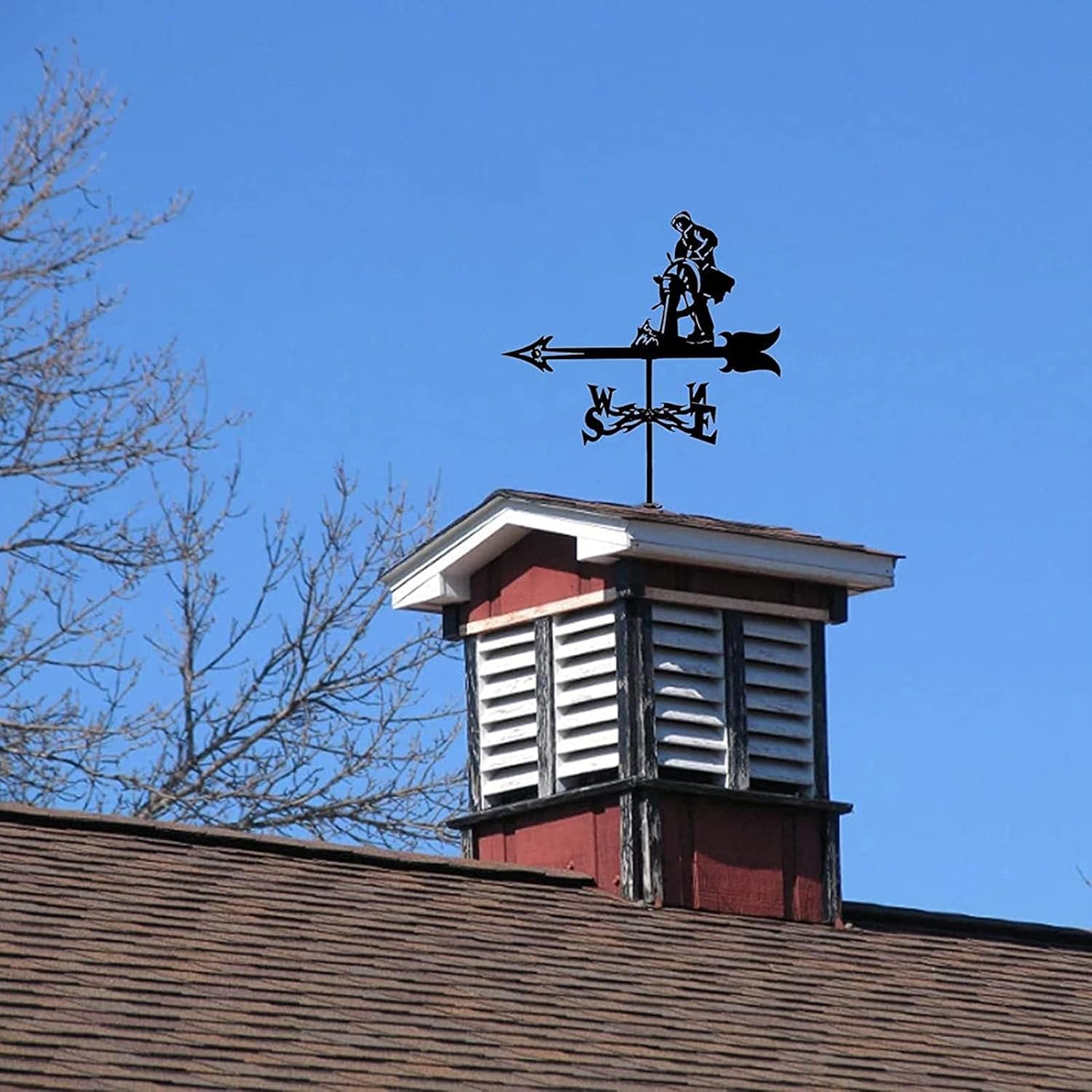 装飾風向計ウェザーベーンガーデンマウントヤード、ステンレススチールウェザーベーン測定ツールファームレトロ耐久性のあるシーン風向インジ