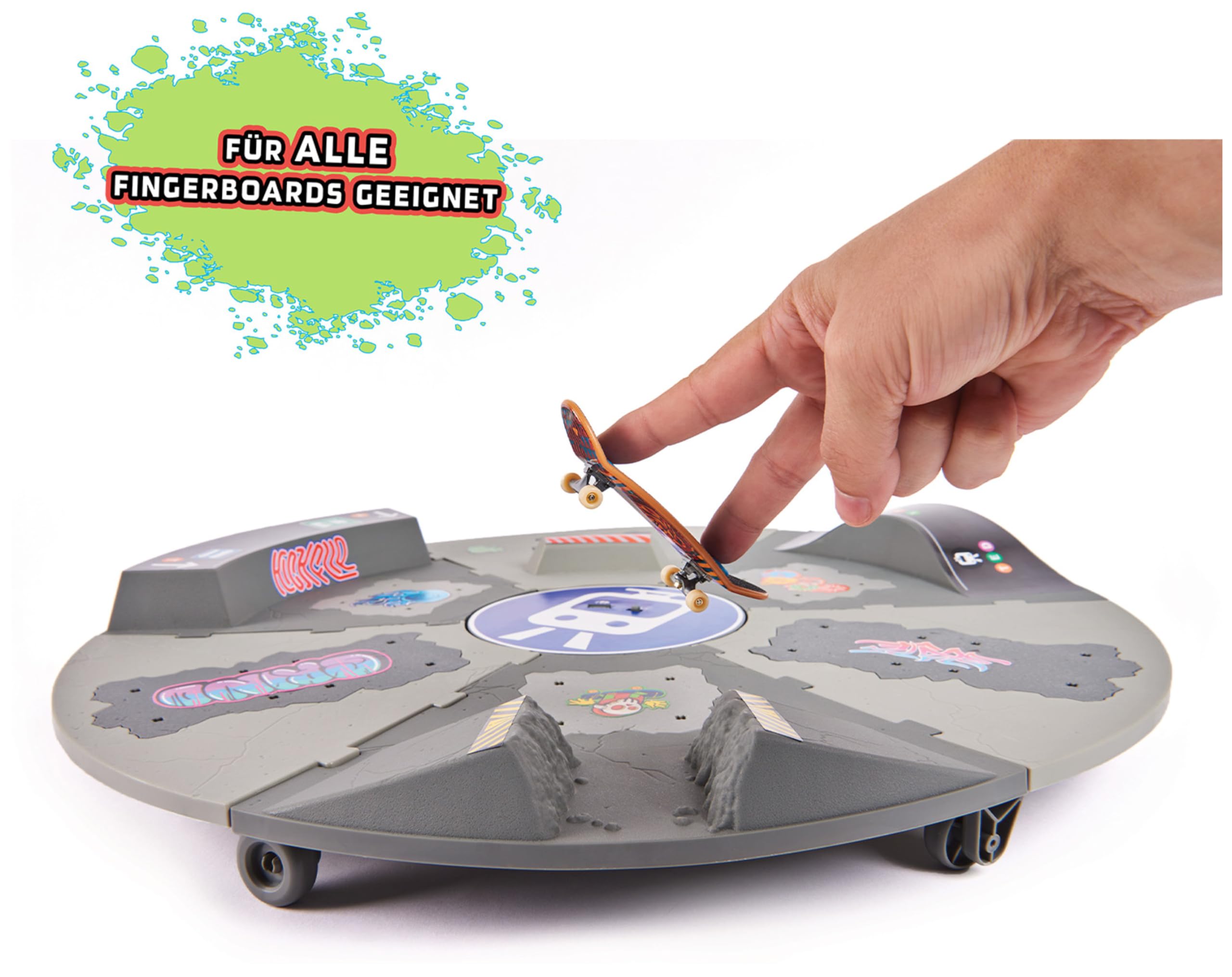 Tech Deck - Shredline 360, motorisierter, sich drehender Finger-Skatepark (Durchmesser: 51 cm) für endloses Skaten - tolles Zubehör inkl. Fingerboard, ab 6 Jahren