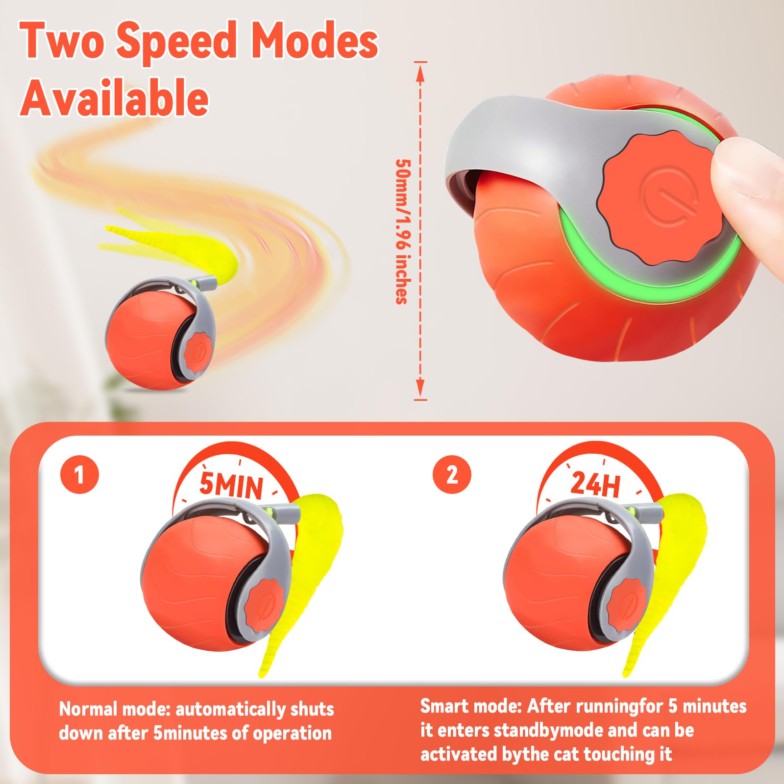 BCYPMYC Speedy Tail 2.0, Smart Interactive Cat Toy With 2 Modes, Stimulate Cats' Hunting Instincts - Image 4