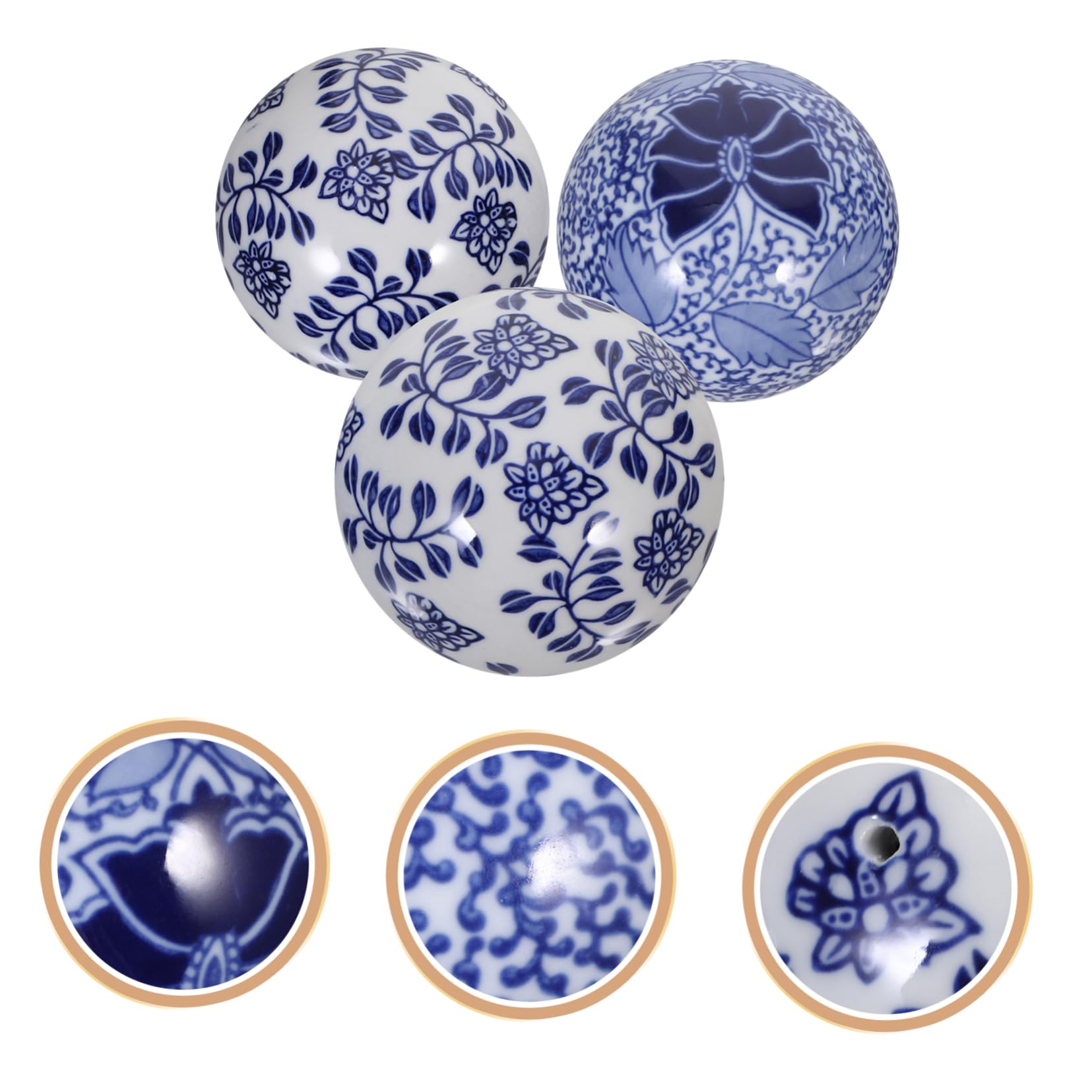 Lot De 3 Boules en Porcelaine Délicates pour Décoration De Bureau Et Daquarium Plusieurs Styles