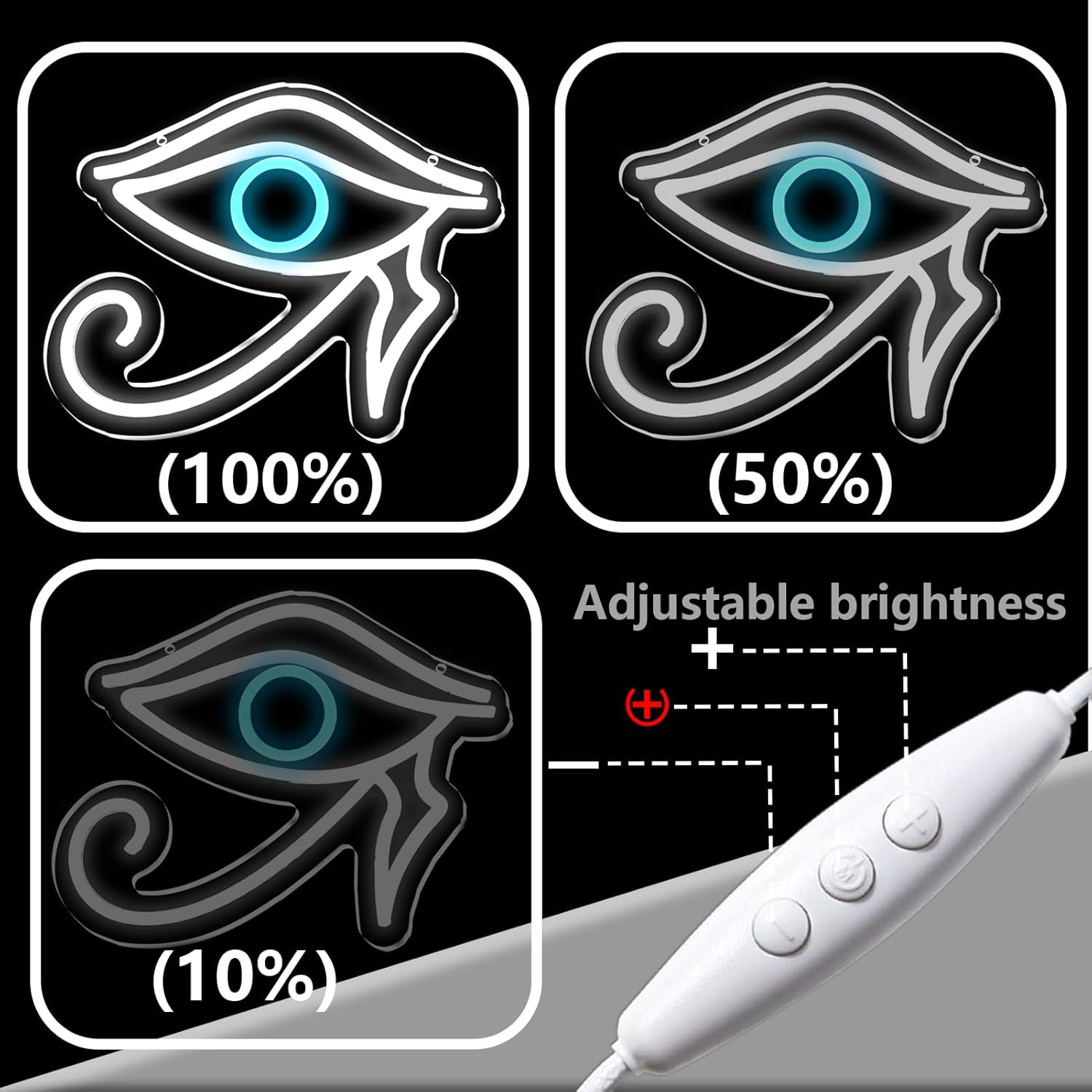 Eyes Neon of Horus Sign Evil Eye Neon Sign for Wall Decor, USB Dimmable LED Light for Game Room Bedroom Man Cave Bar Birthday Party Decoration Christmas Gifts(11 * 9inch)