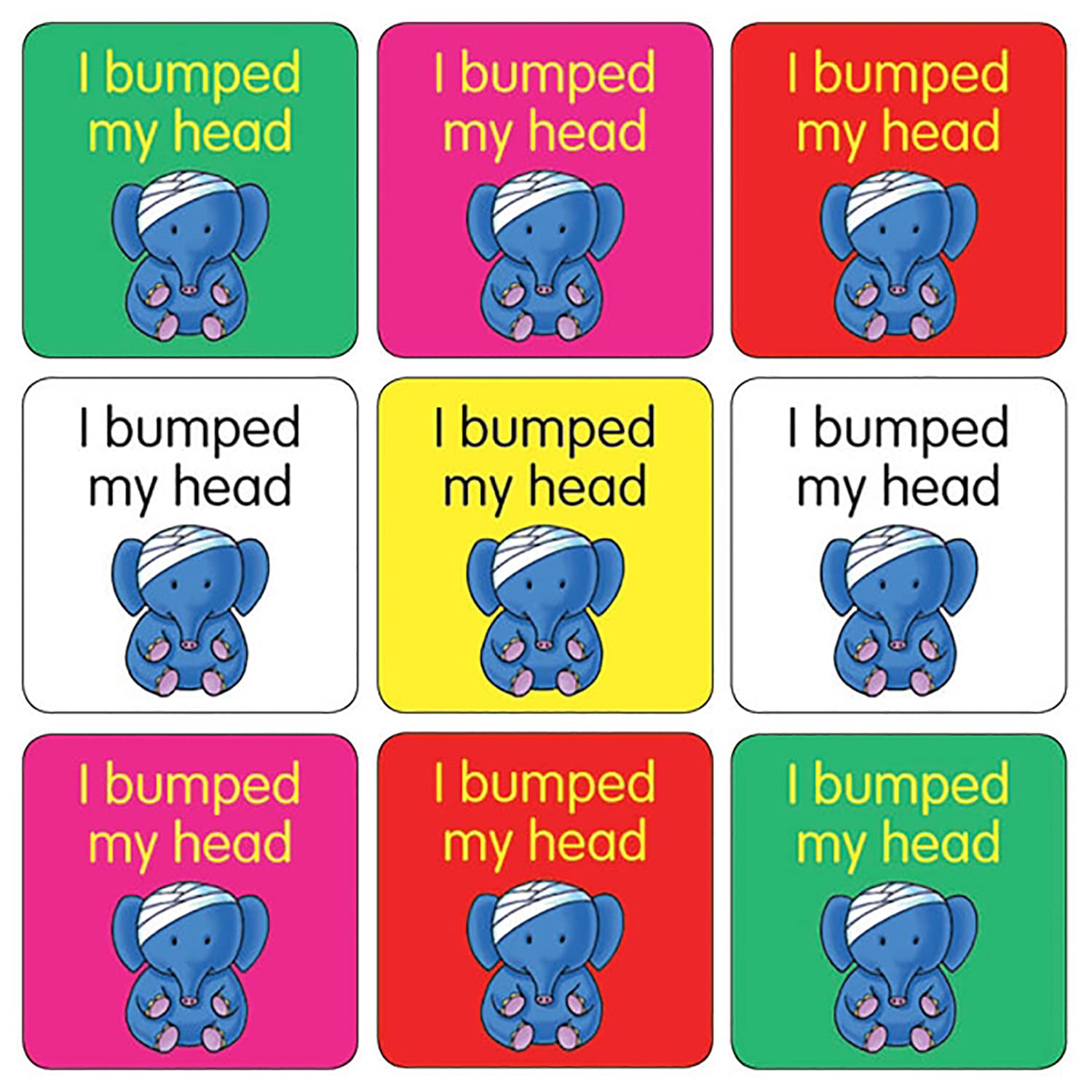 175 I Bumped My Head First Aid Elephant Childrens Pupils School Praise Teachers Stickers 20mm Primary Teaching Services