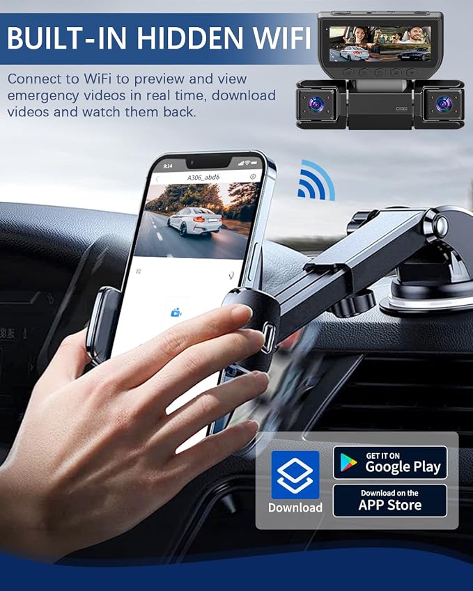Cámara Dash 360° 4 Canales para Carro WiFi 1080p miniatura 6