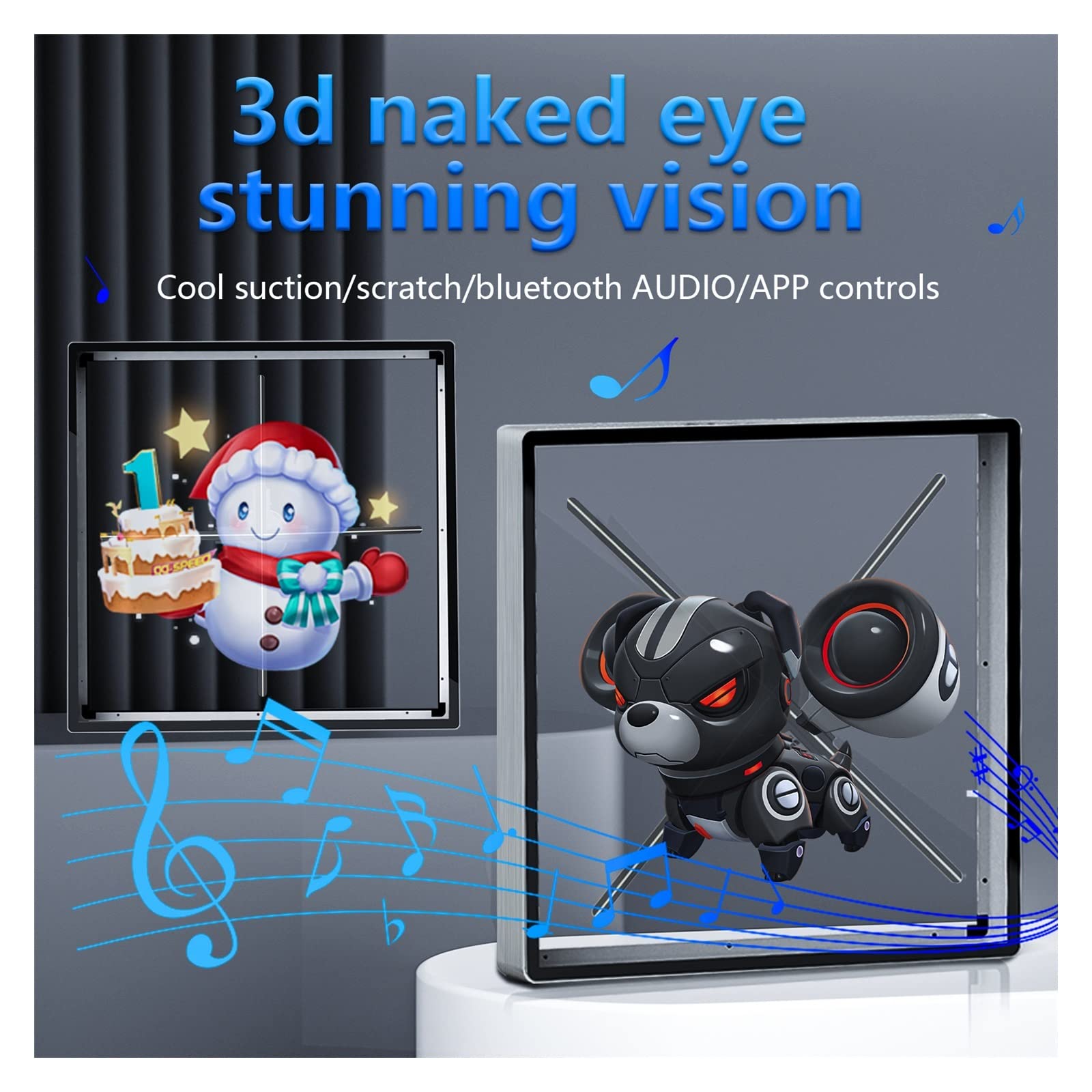 Holograficzny Wentylator 3D, 3D Hologram Fan LED Light Beads Holograficzny wentylator z gołym okiem ze stopem aluminium 624 koraliki