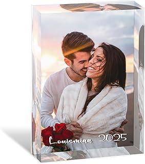 LOUISMIAA Crystal Custom Photo Gift, Customized UV Photo Print Block Squ...