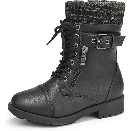 DREAM PAIRS Girl's Mid Calf Combat Boots