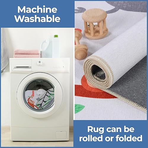 Miniatura 6 de Superior Alfombra antideslizante City Cruising para niños, 5 x 8 pies, lavable y negro-multicolor