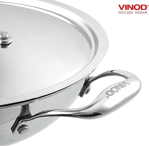 Miniatura 4 de Vinod Platinum Kadai Triply acero inoxidable  Adecuado para cocinar indios, salsas, guisos, sopas  Kadai profundoextra profundo con tapa  inducción,
