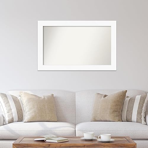 Miniatura 4 de Amanti Art Espejo de baño blanco para sobre el fregadero, 28 x 44 pulgadas, espejo de tocador rectangular blanco, marco de madera moderno grande, se