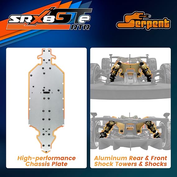Serpent SRX8 GTE 4wd RTR, 1/8 4wd GT Car, Brushless Speed RC Car RTR, Painted Body, High Speed, Racing, Ready to Run, (Batteries and Charger Not Included)
