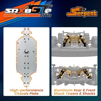 Serpent SRX8 GTE 4wd RTR, 1/8 4wd GT Car, Brushless Speed RC Car RTR, Painted Body, High Speed, Racing, Ready to Run, (Batteries and Charger Not Included)