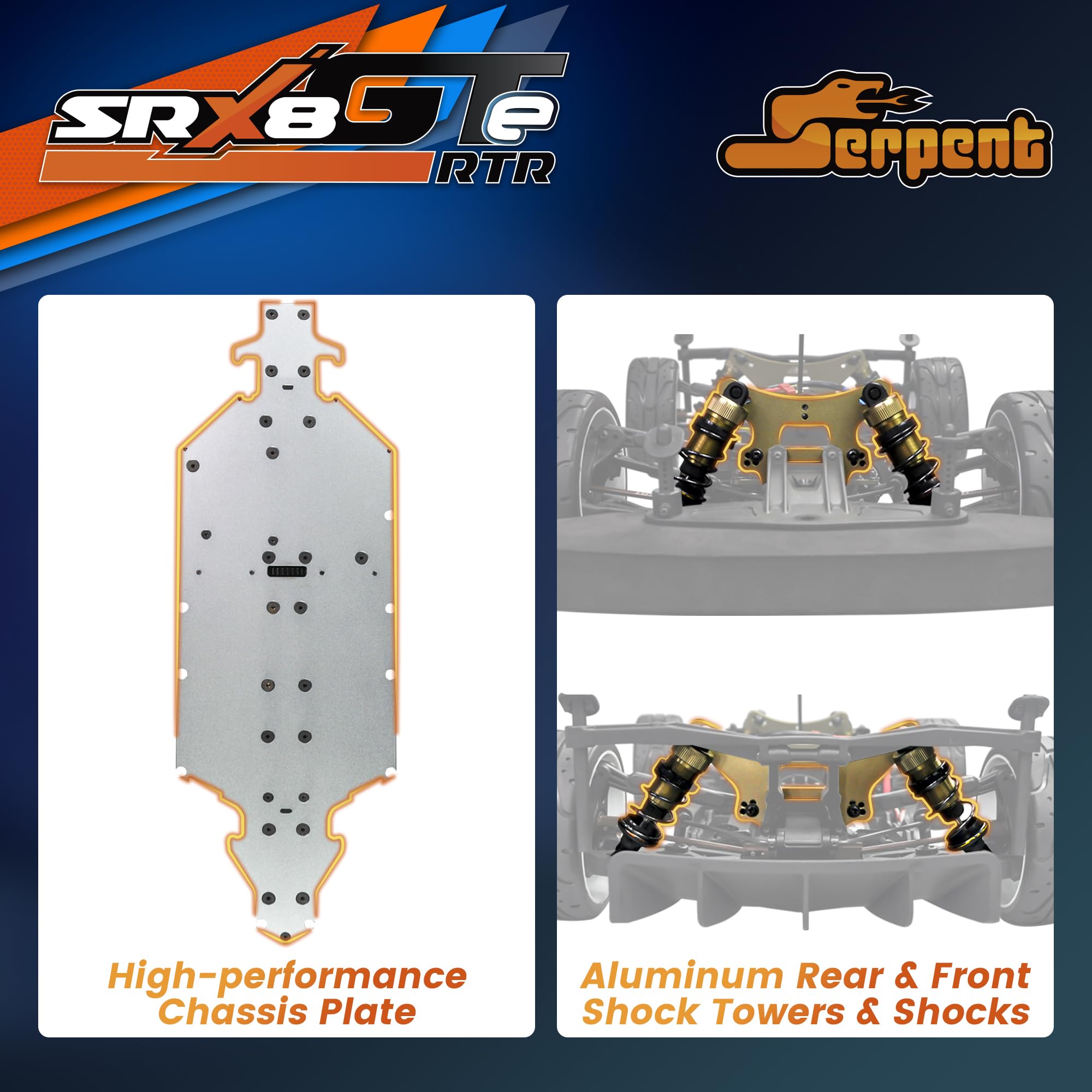 Serpent SRX8 GTE 4wd RTR, 1/8 4wd GT Car, Brushless Speed RC Car RTR, corpo verniciato, alta velocità, corsa, pronto all'uso, (batterie e caricabatterie non inclusi)