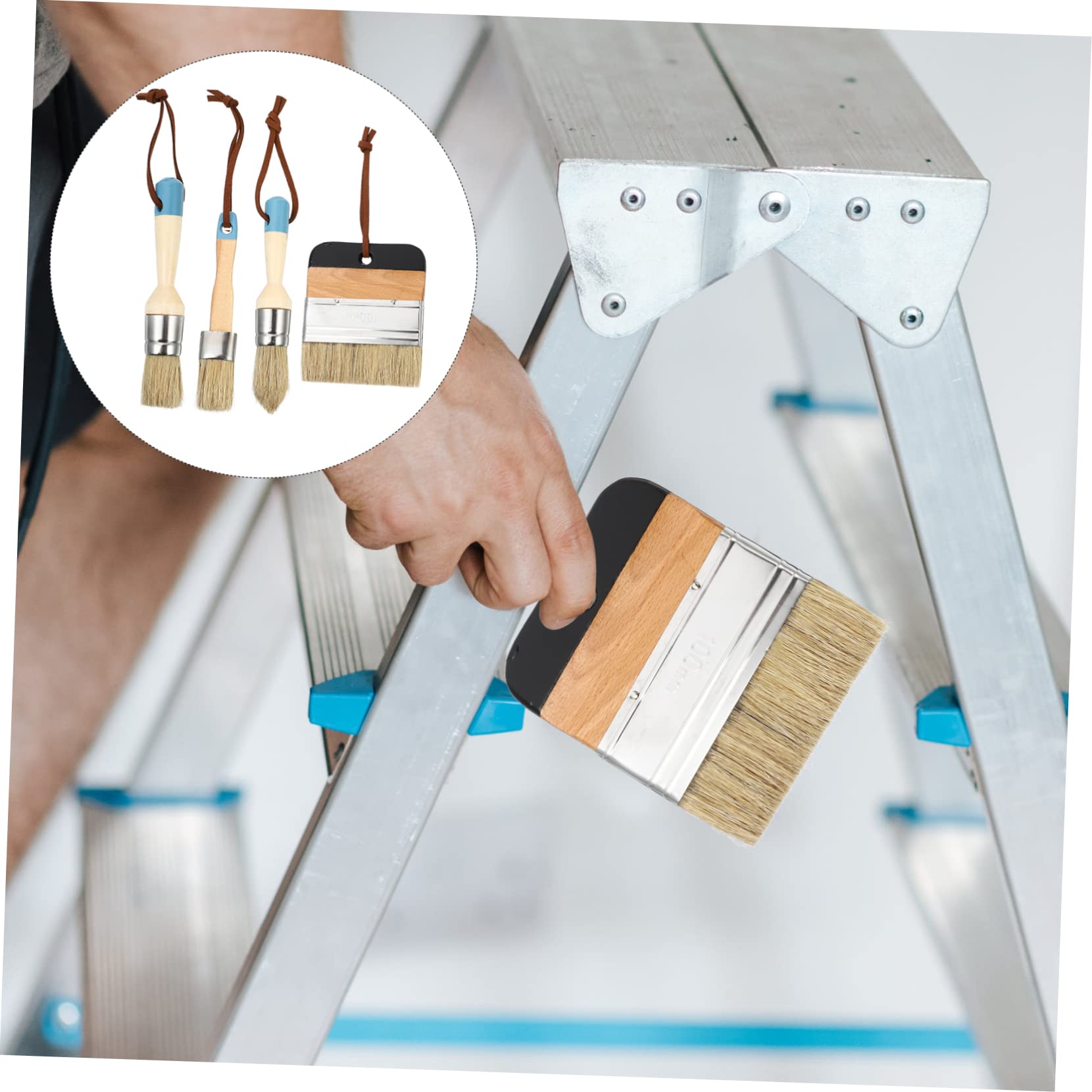 MAGICLULU 4piezas Pinceles De Cerdas Naturales para Pintar y Encerar Muebles Mango De Madera Cómodo Herramienta Versátil para Pintura Acrílica Madera y Decoración del Hogar