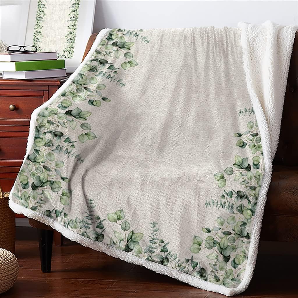 Eucalyptus Leaves Cotton Hemp Bottom Soft Throw Blanket Bedding Flannel Fleece Blankets Winter Autumn Sofa Bedspread